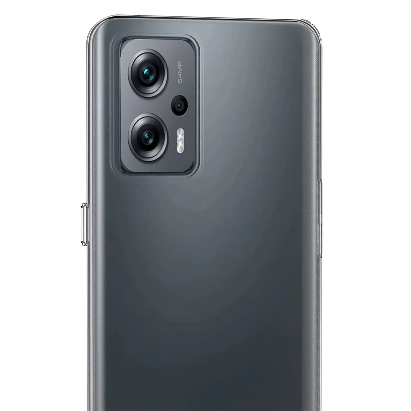Graues Xiaomi Poco X4 GT Smartphone, Rückseite, Nahaufnahme der Kamera, von oben links