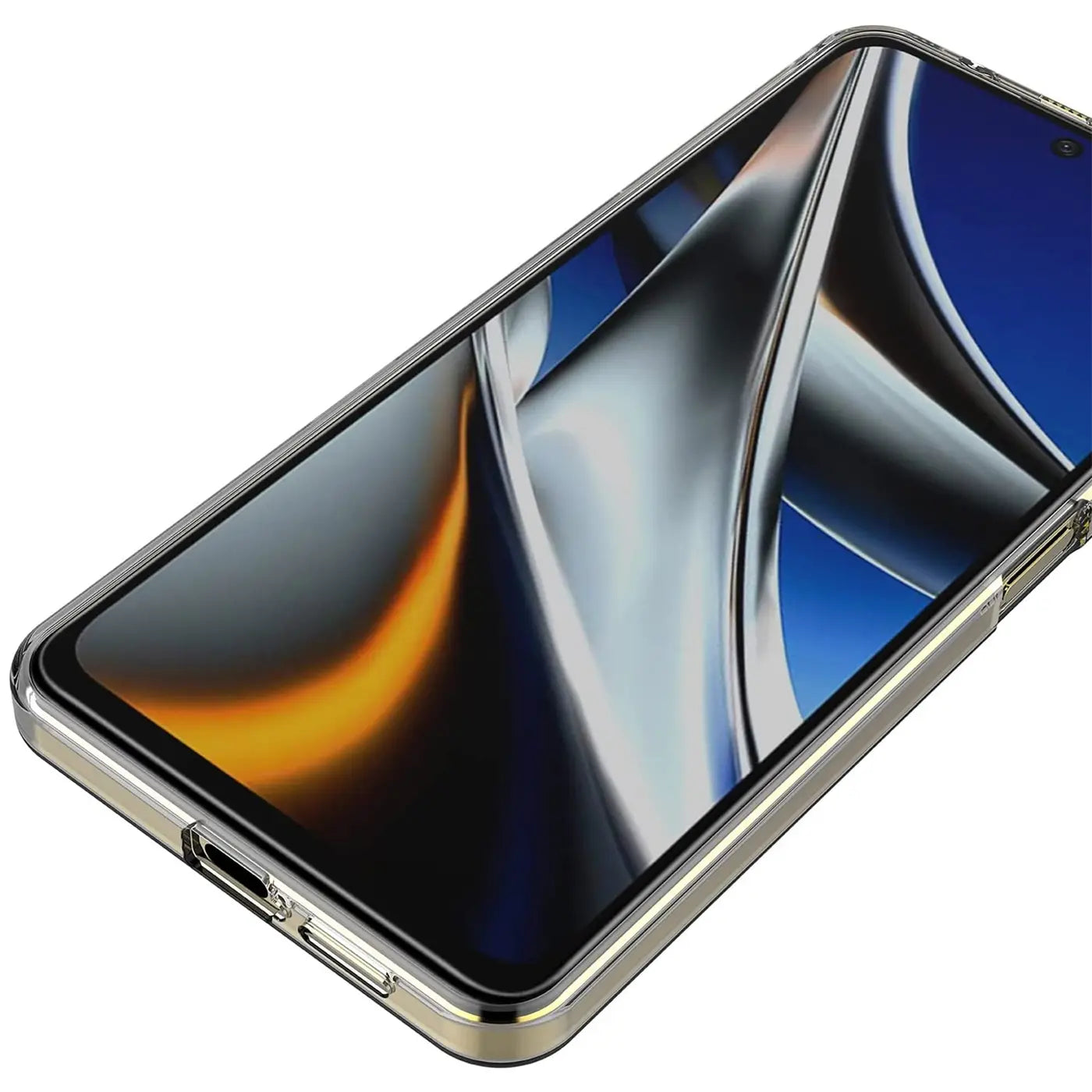 Klarer Handyhülle aus Kunststoff, von oben links, zeigt Xiaomi Poco X4 Pro 5G.