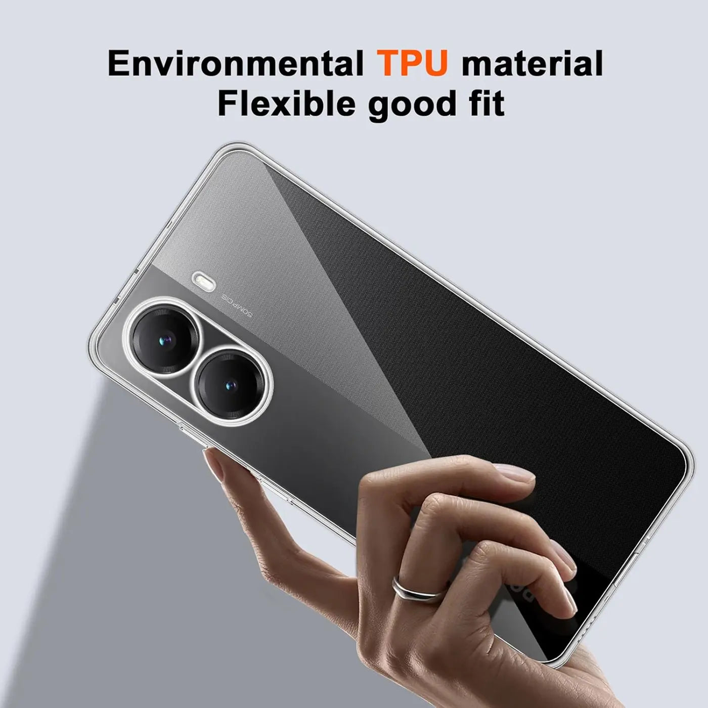 Klares TPU-Case auf Xiaomi Poco X7 Pro, Rückseite, von oben links