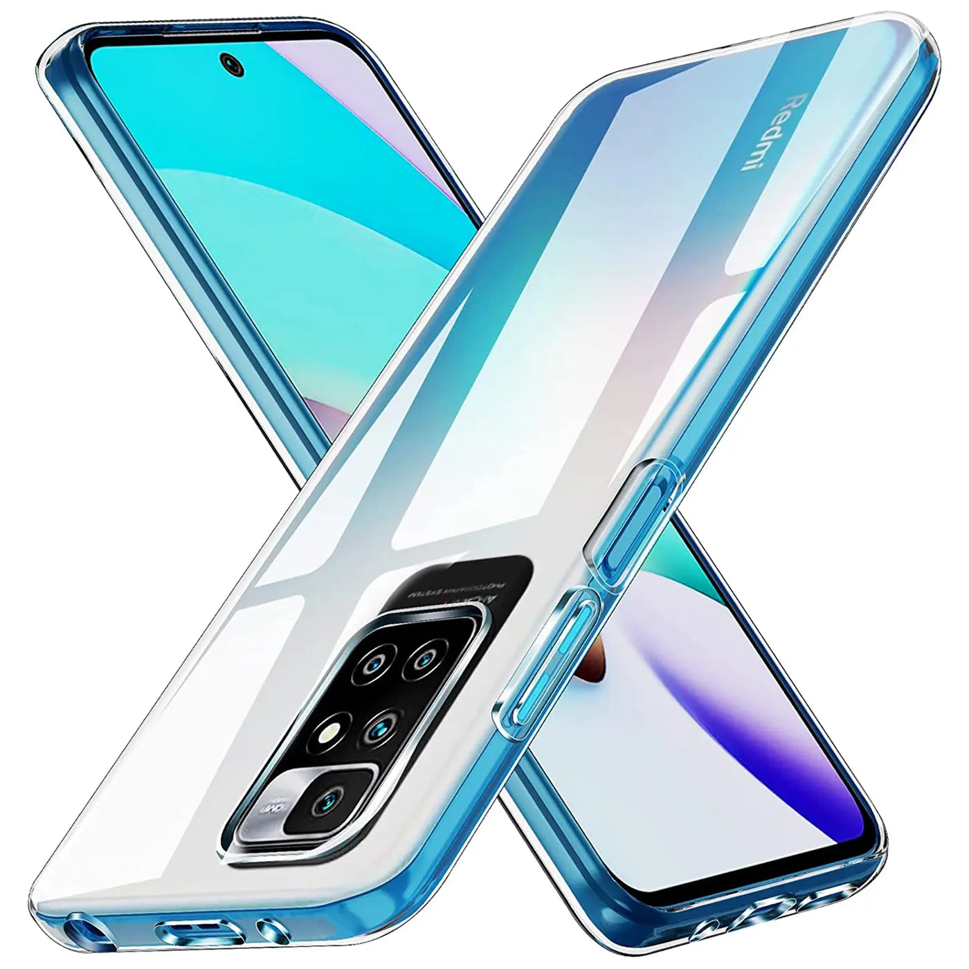 Klares Handyhülle aus Kunststoff, seitliche Ansicht, zeigt Xiaomi Redmi 10.