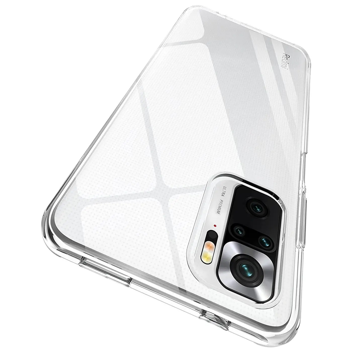 Klar, transparentes Slim Case aus Kunststoff auf Xiaomi Redmi Note 10 / 10S, Rückansicht.
