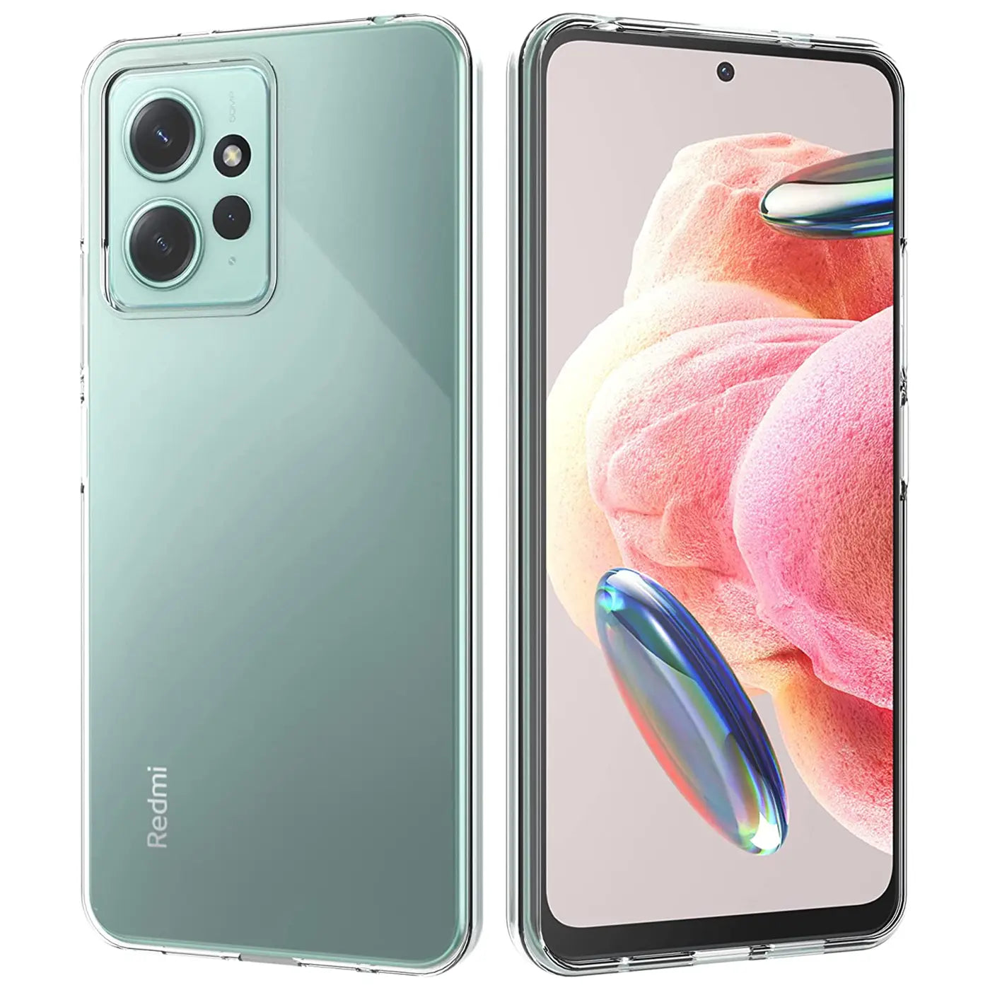 Durchsichtiges Slim Case für Xiaomi Redmi Note 12 4G, Rück- und Vorderansicht, TPU.