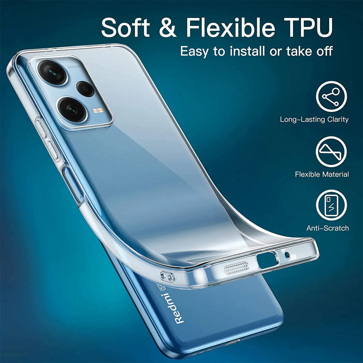 Durchsichtige Handyhülle für Xiaomi Redmi Note 12 Pro 5G mit Anti-Vergilbung