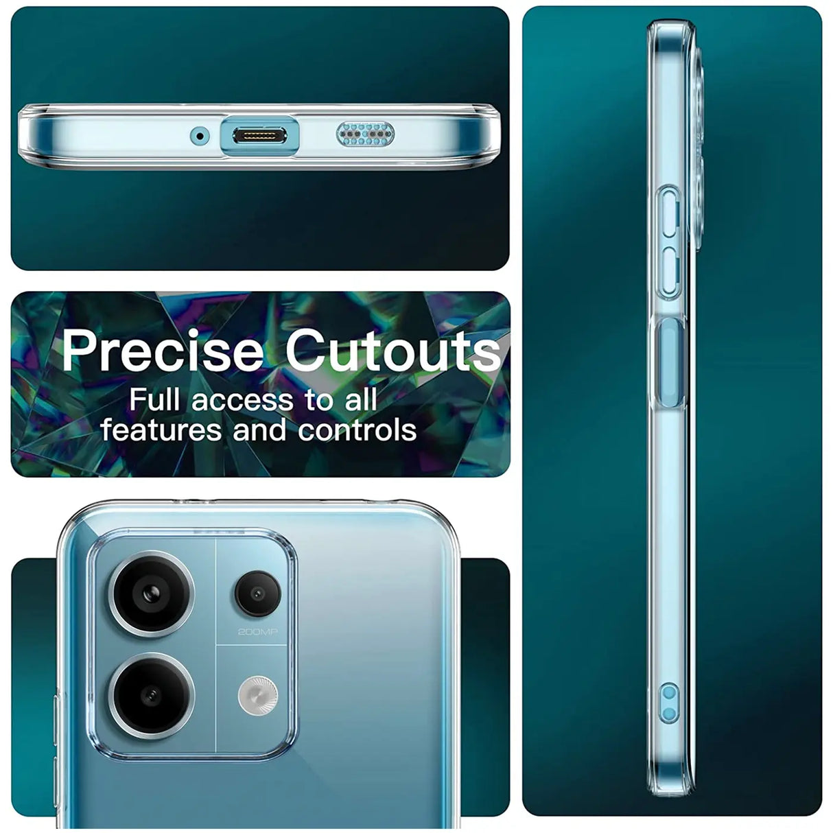 Durchsichtige Handyhülle für Xiaomi Redmi Note 13 5G mit Anti-Vergilbung