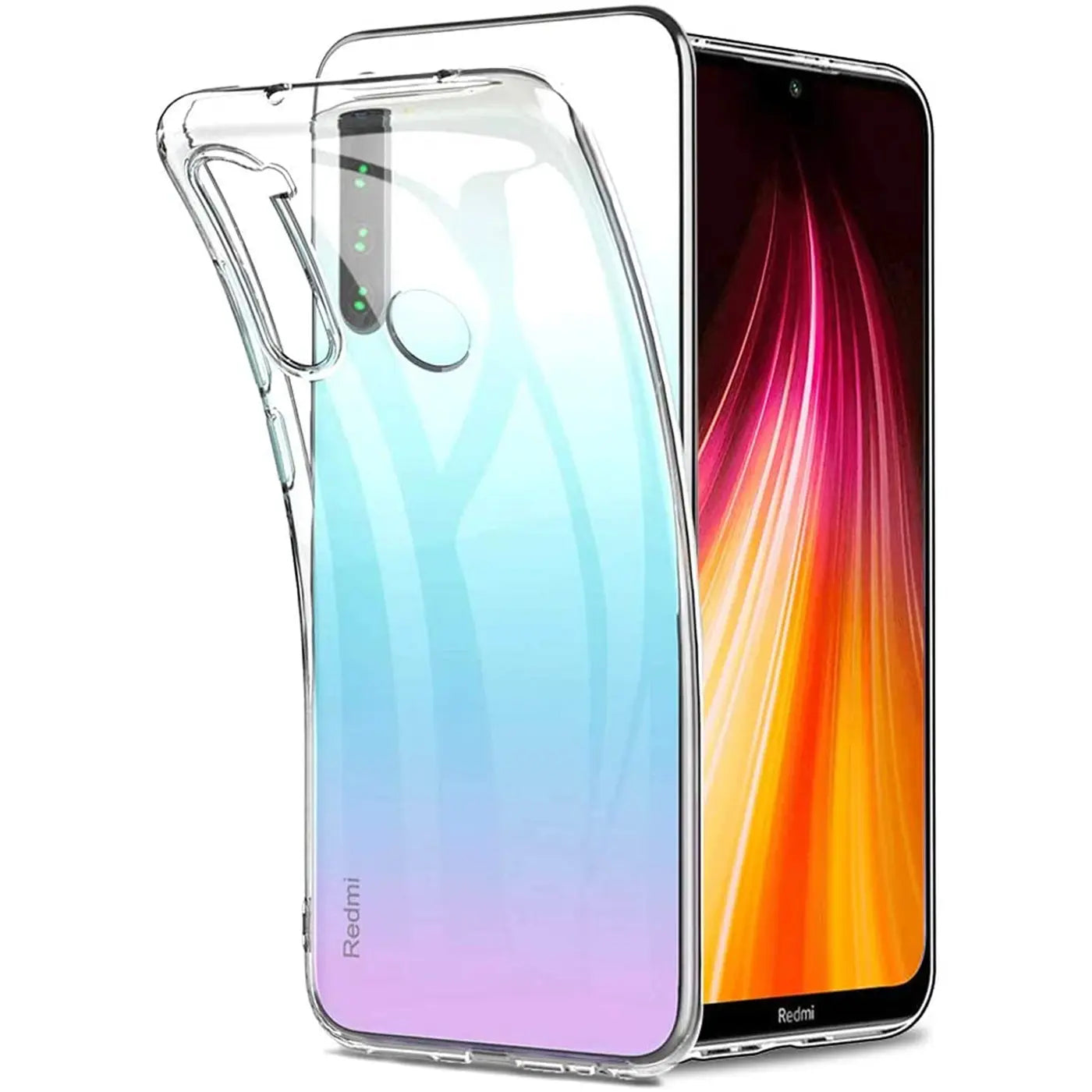Klares Silikon-Case auf Xiaomi Redmi Note 8T, Seitenansicht.