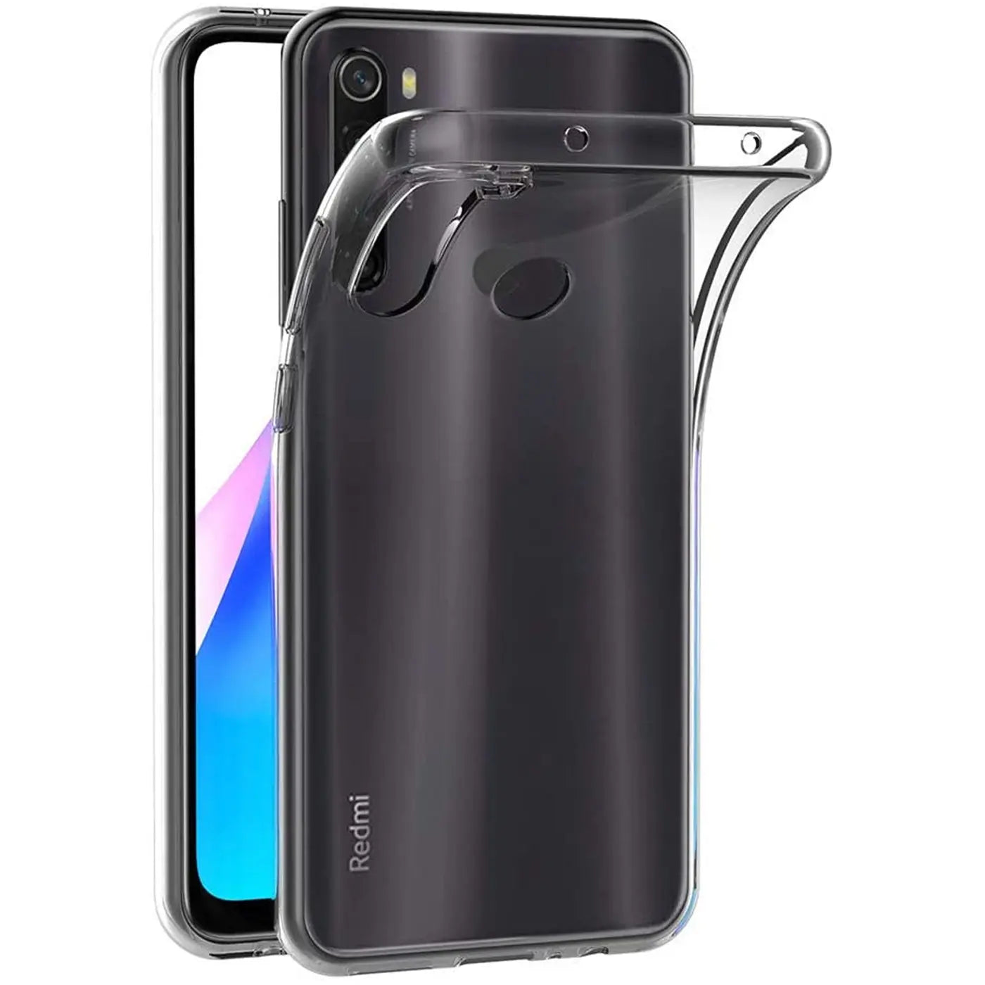 Klares TPU-Case, seitliche Ansicht, auf einem Xiaomi Redmi Note 8T.