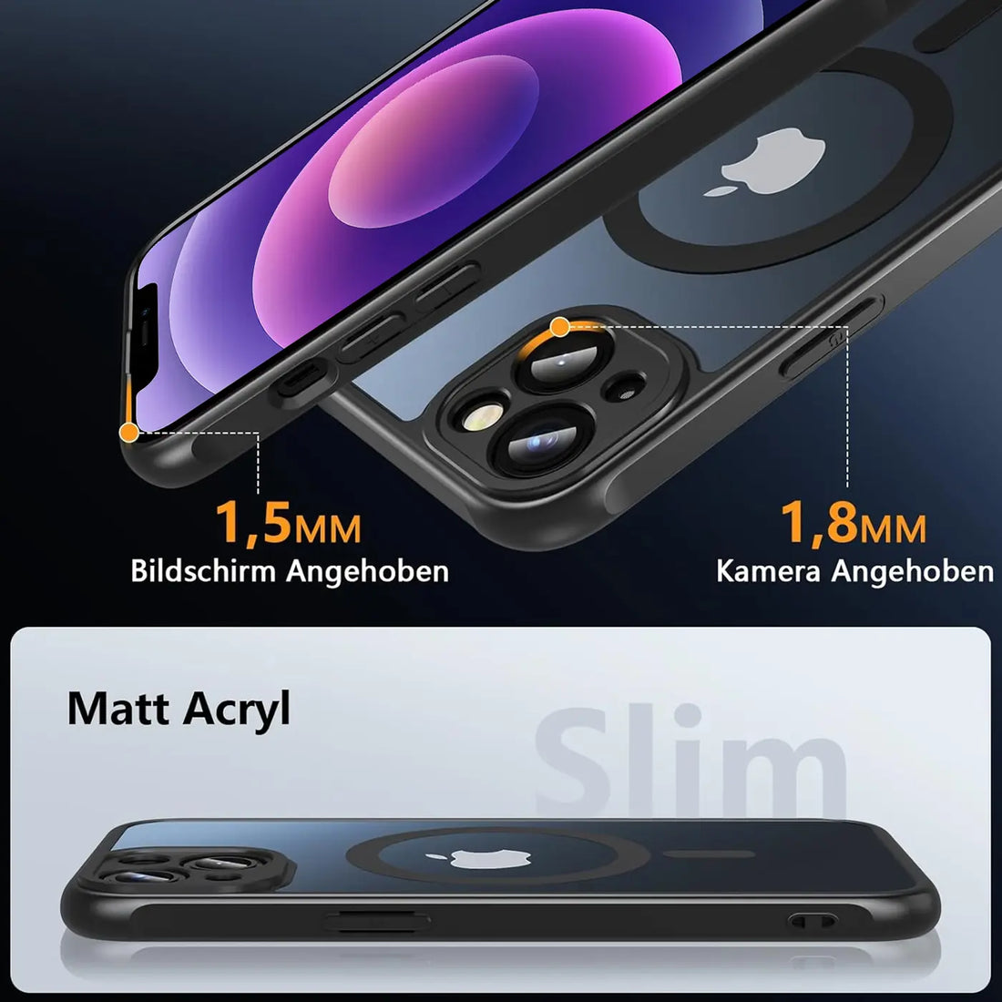 Erhöhter Rand für Display und Linse