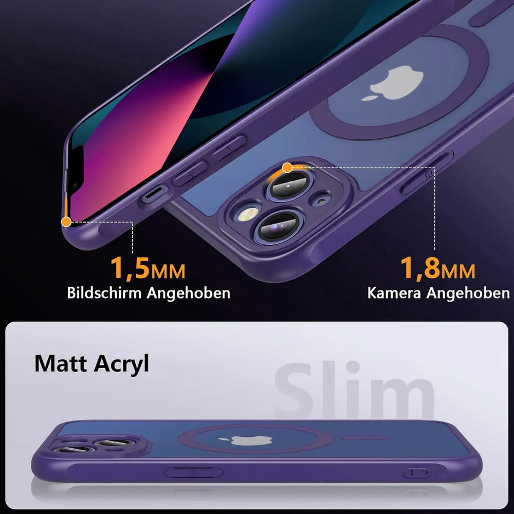 Apple iPhone 13 Hülle mit MagSafe, stoßfestem TPU-Material, erhöhter Kameraschutz und schlankem Design in verschiedenen Farben
