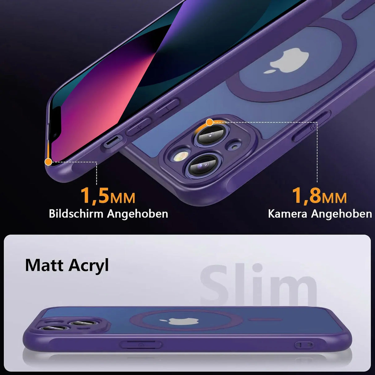 Apple iPhone 13 Hülle mit MagSafe, stoßfestem TPU-Material, erhöhter Kameraschutz und schlankem Design in verschiedenen Farben