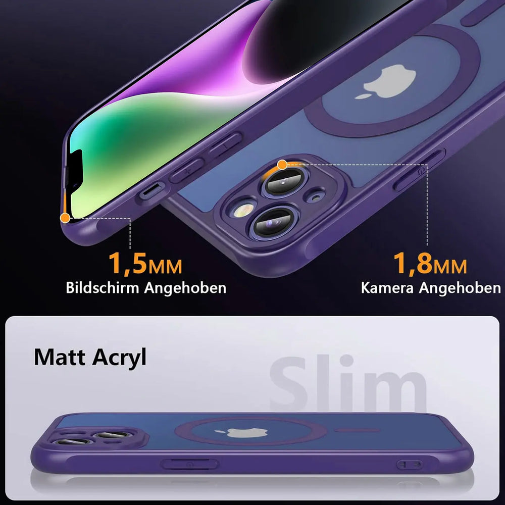 Apple iPhone 14 Hülle mit MagSafe, stoßfestem TPU-Material, erhöhter Kameraschutz und schlankem Design in verschiedenen Farben