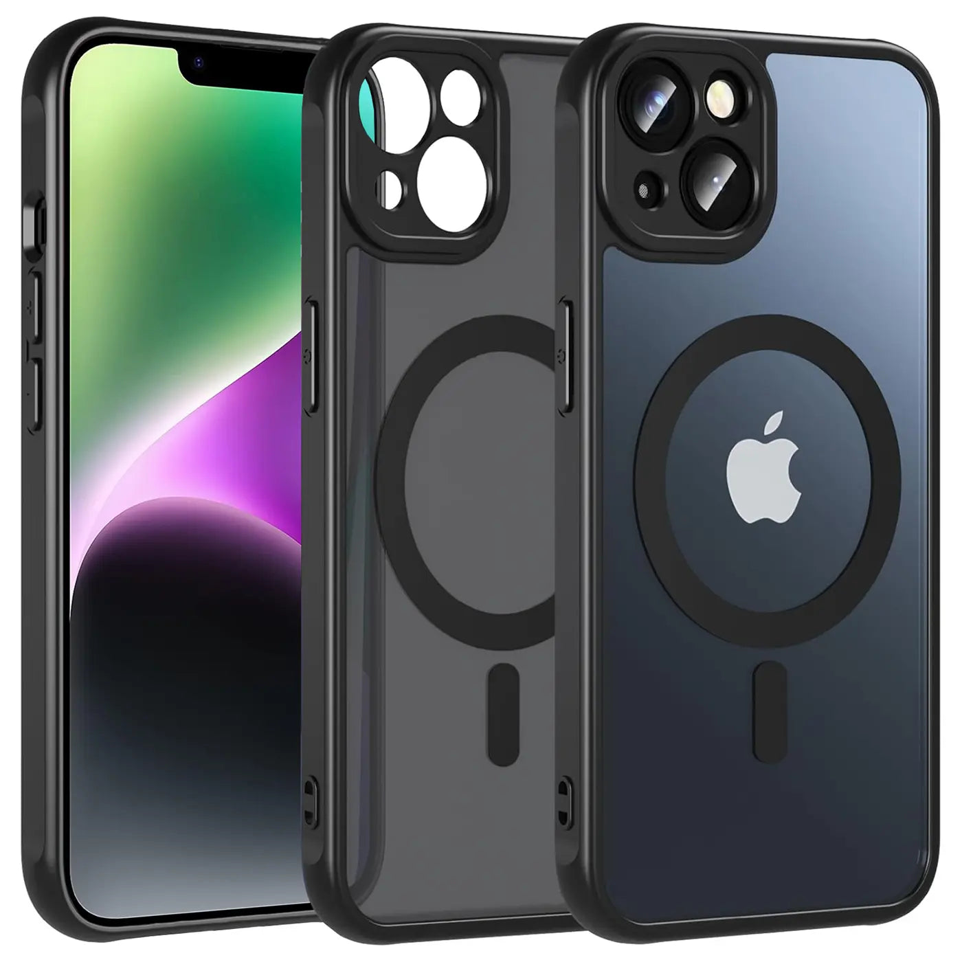 iPhone 14 Hüllen, transparent, MagSafe, Kameraschutz, von vorn