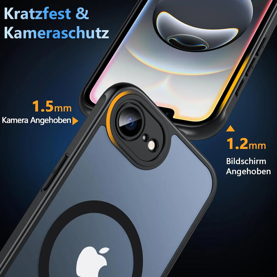 Erhöhter Schutzrahmen für Kamera und Display