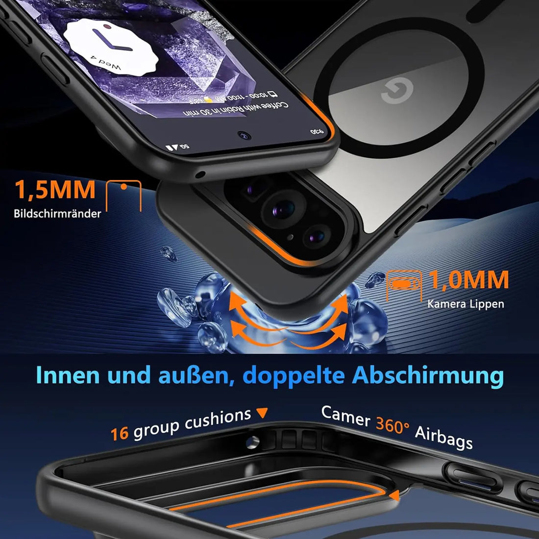 Erhöhte Ränder für Display und Kamera