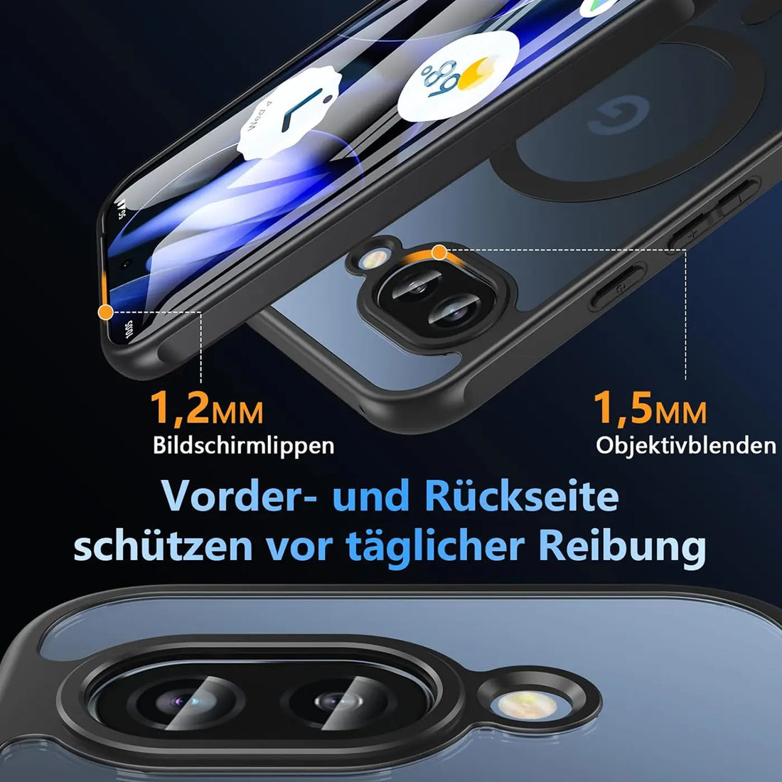 Erhöhter Rahmen für Display und Linse