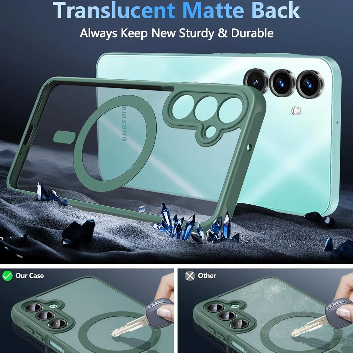 Samsung Galaxy A16 5G Hülle mit MagSafe, stoßfestem TPU-Material, erhöhter Kameraschutz und schlankem Design in verschiedenen Farben