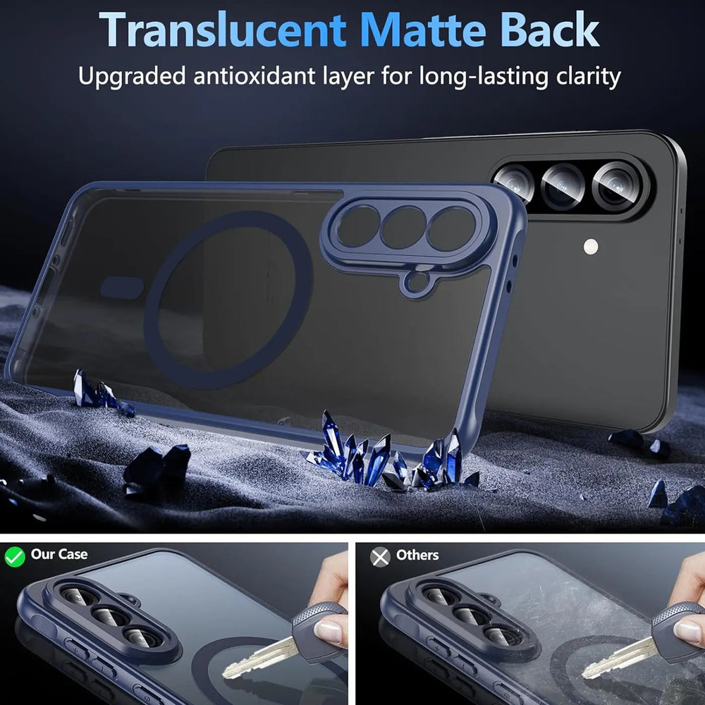 Transparente matte Hülle, blau, Kunststoff, MagSafe, Samsung Galaxy A36 5G