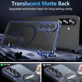 Transparente MagSafe Hülle mit blauem Rand, Kameraschutz, für Samsung Galaxy A37 5G.