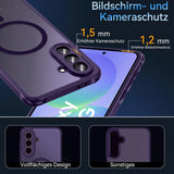 Lila MagSafe Hülle aus Kunststoff mit Kameraschutz, zeigt Samsung Galaxy A37 5G.