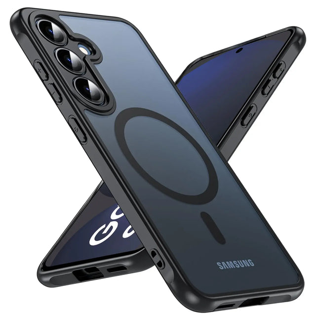 Samsung Galaxy S24 FE Hülle mit MagSafe, stoßfestem TPU-Material, erhöhter Kameraschutz und schlankem Design in verschiedenen Farben