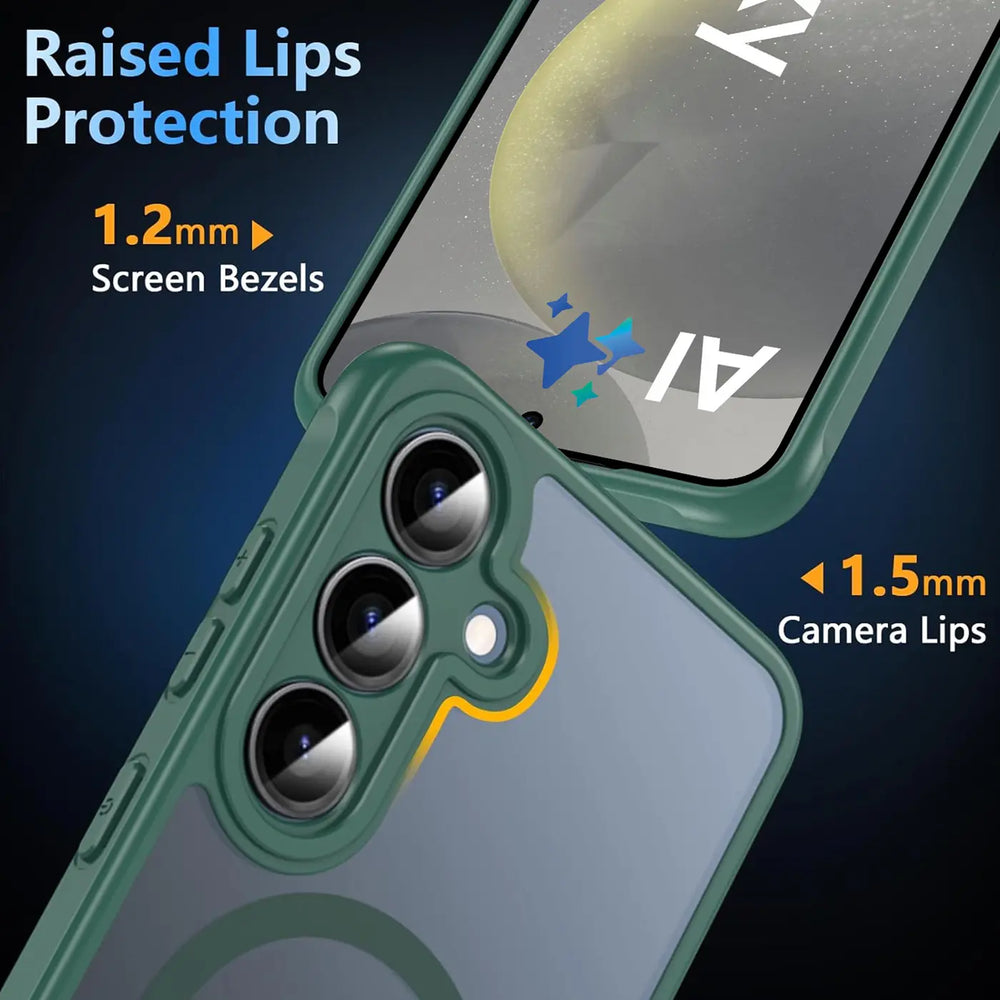 Samsung Galaxy S24 Hülle mit MagSafe, stoßfestem TPU-Material, erhöhter Kameraschutz und schlankem Design in verschiedenen Farben