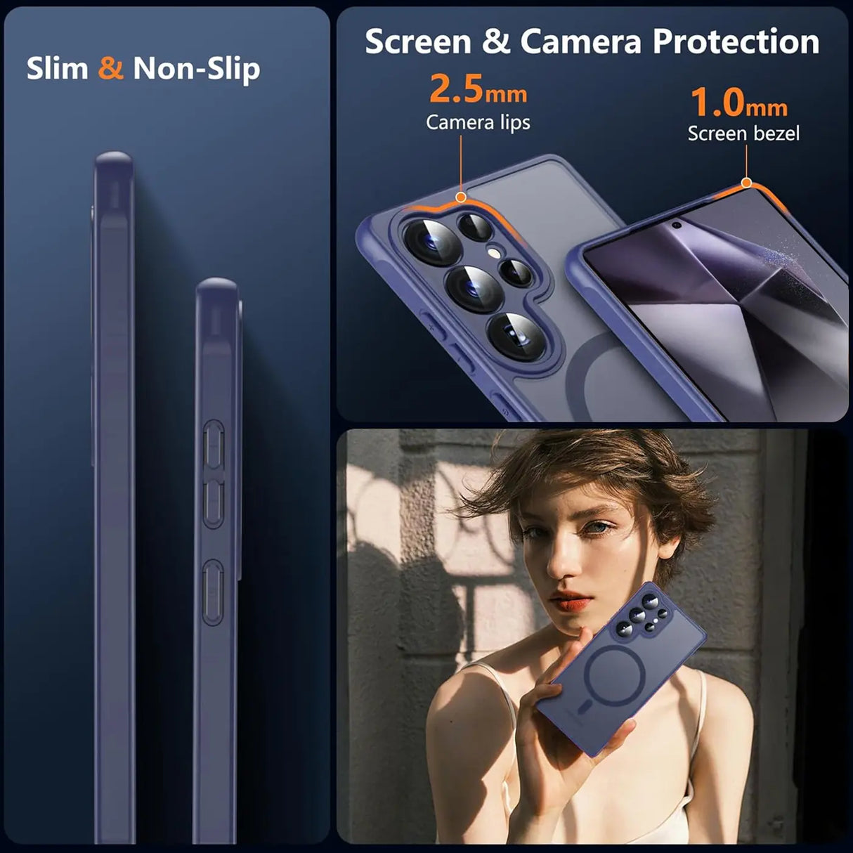 Samsung Galaxy S24 Ultra Hülle mit MagSafe, stoßfestem TPU-Material, erhöhter Kameraschutz und schlankem Design in verschiedenen Farben