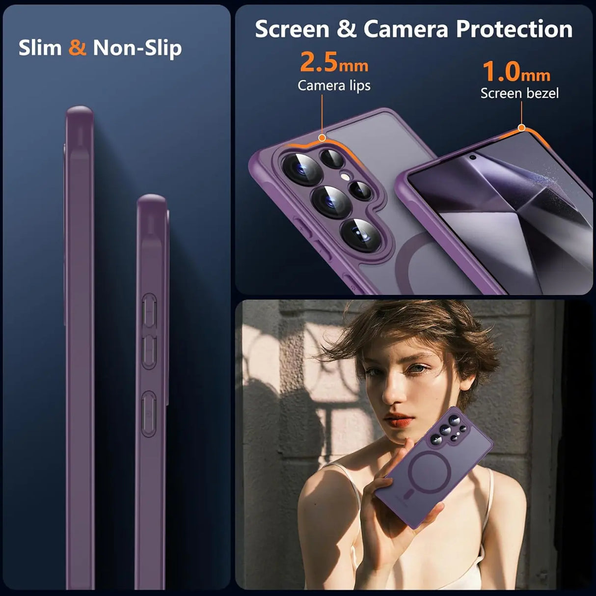 Samsung Galaxy S24 Ultra Hülle mit MagSafe, stoßfestem TPU-Material, erhöhter Kameraschutz und schlankem Design in verschiedenen Farben