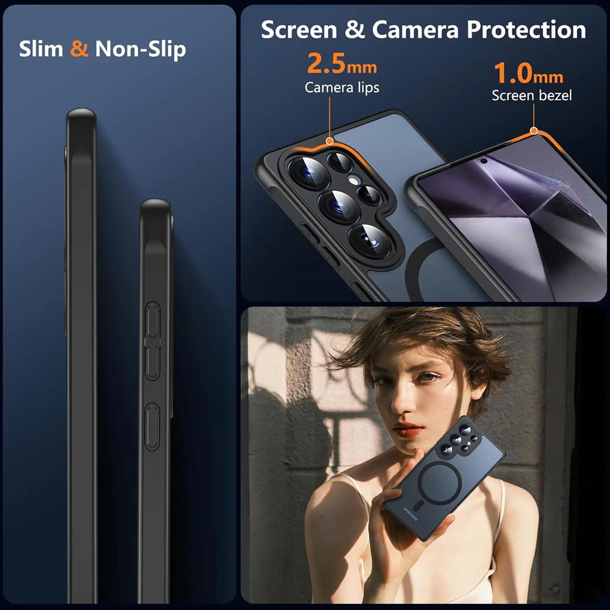 Samsung Galaxy S24 Ultra Hülle mit MagSafe, stoßfestem TPU-Material, erhöhter Kameraschutz und schlankem Design in verschiedenen Farben