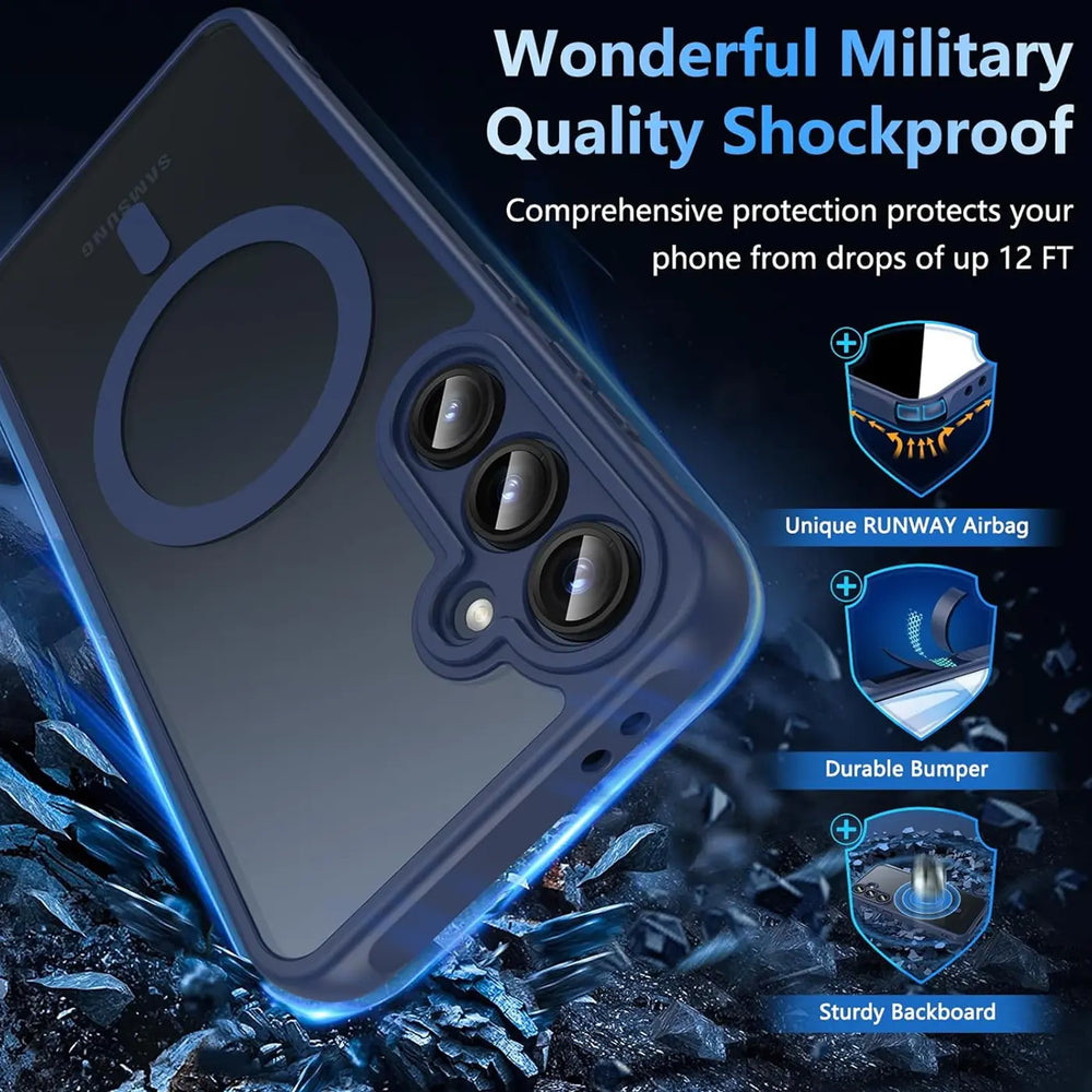 Samsung Galaxy S25 Plus Hülle mit MagSafe, stoßfestem TPU-Material, erhöhter Kameraschutz und schlankem Design in verschiedenen Farben