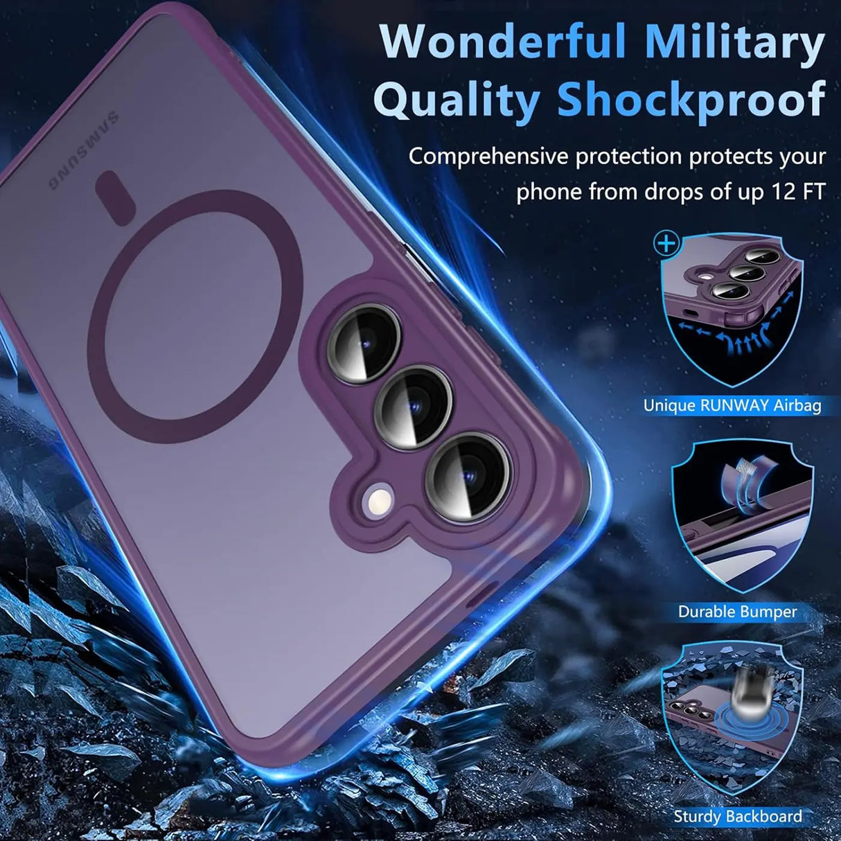 Samsung Galaxy S25 Plus Hülle mit MagSafe, stoßfestem TPU-Material, erhöhter Kameraschutz und schlankem Design in verschiedenen Farben