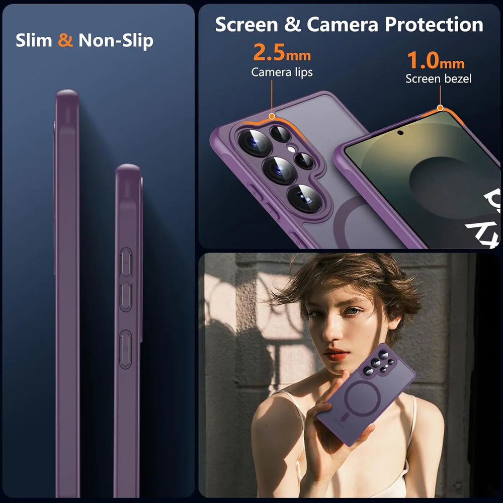 Samsung Galaxy S25 Ultra Hülle mit MagSafe, stoßfestem TPU-Material, erhöhter Kameraschutz und schlankem Design in verschiedenen Farben