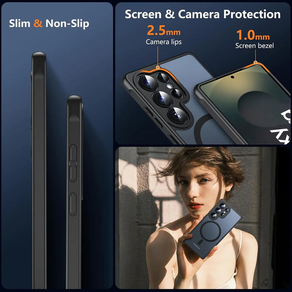 Samsung Galaxy S25 Ultra Hülle mit MagSafe, stoßfestem TPU-Material, erhöhter Kameraschutz und schlankem Design in verschiedenen Farben