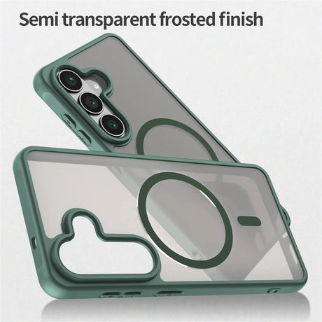 Grüne MagSafe Hülle, halbtransparent, matt, aus Kunststoff, Nahaufnahme, Kameraschutz