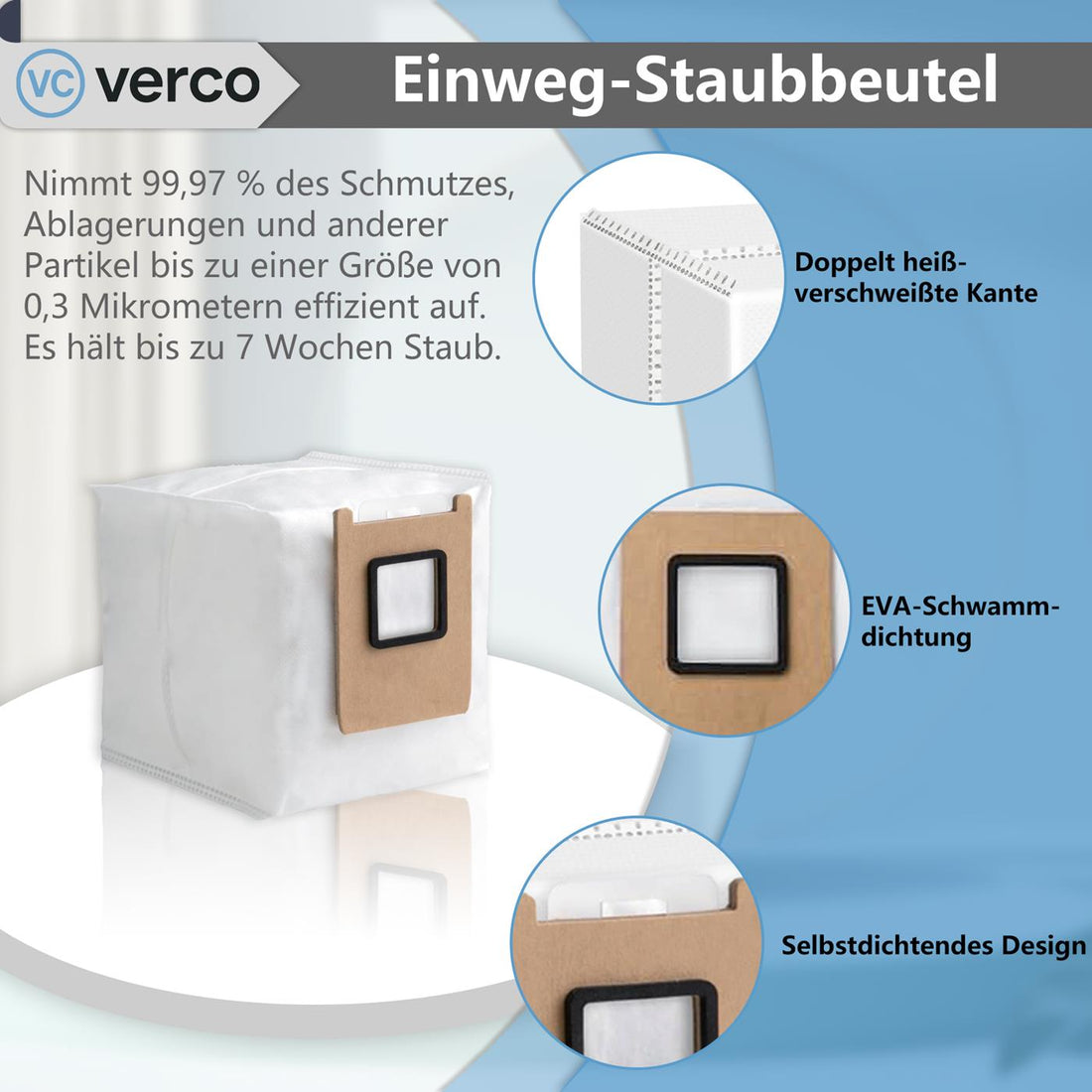 Hygienische Schmutzaufnahme im Staubbeutel