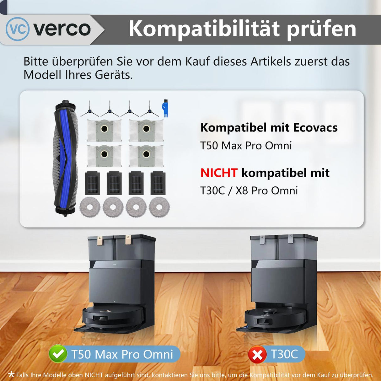 Saugroboter Zubehör Set für Ecovacs T50 Max Pro Omni