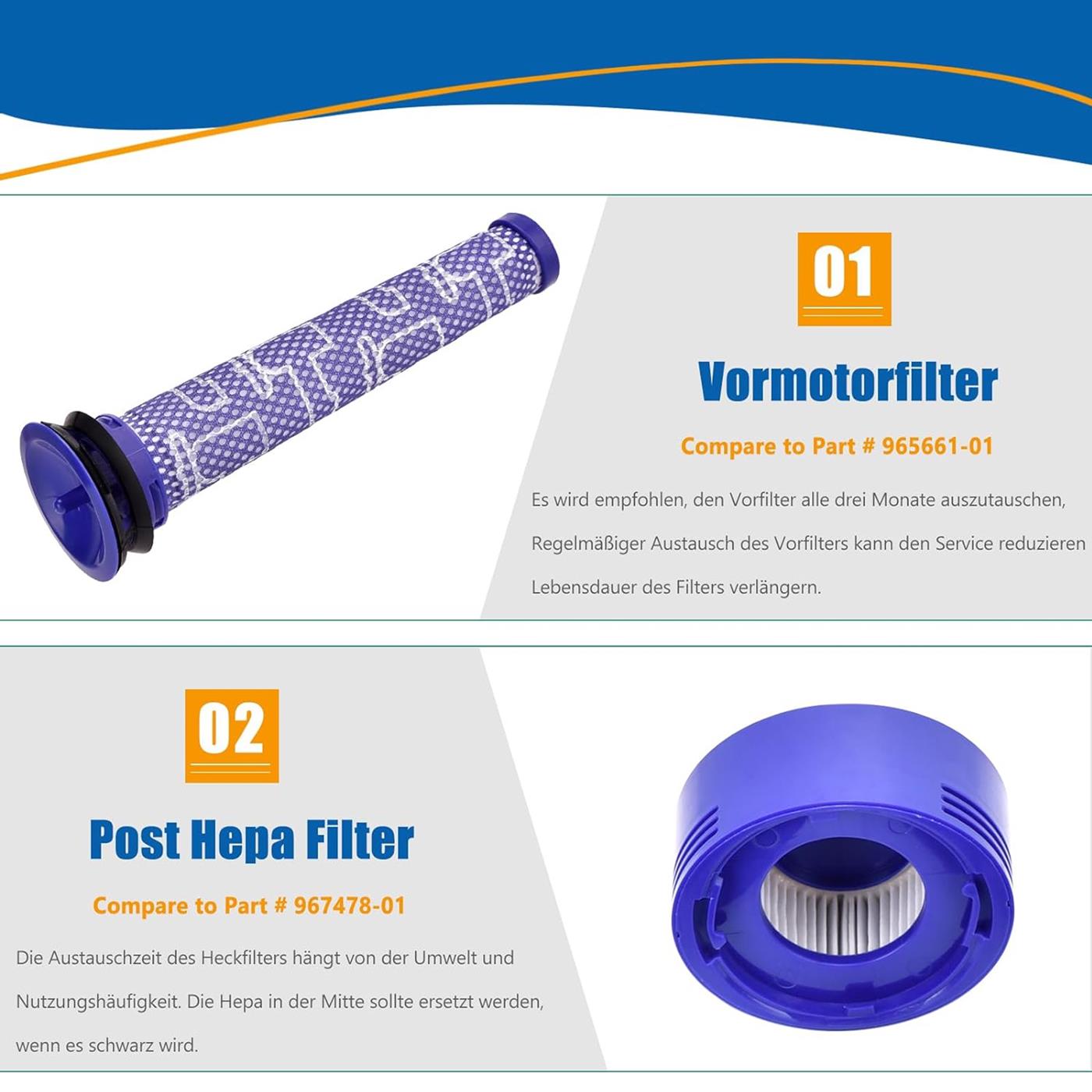 Ersatzfilter für Dyson Akkustaubsauger – V7 V8 V10 V11 V12 V15