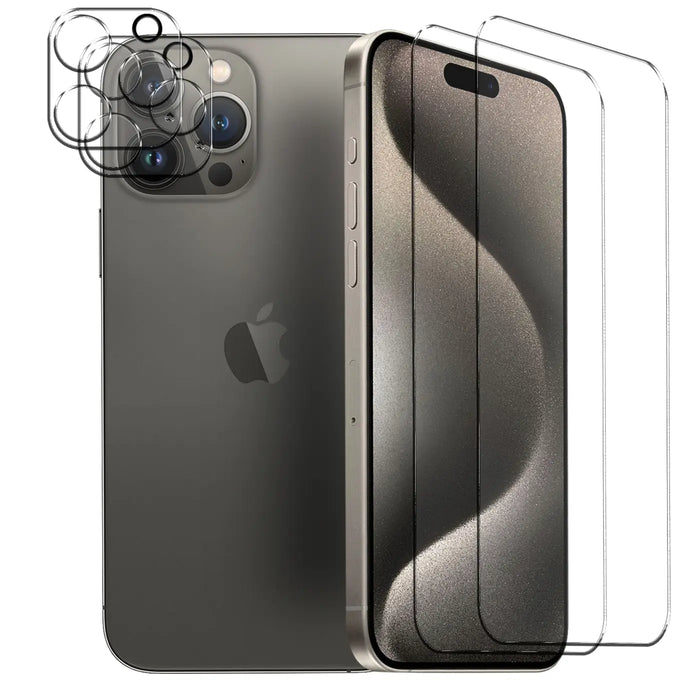 iPhone 15 Pro - 9H Displayschutzfolie 2x Display & Kamera