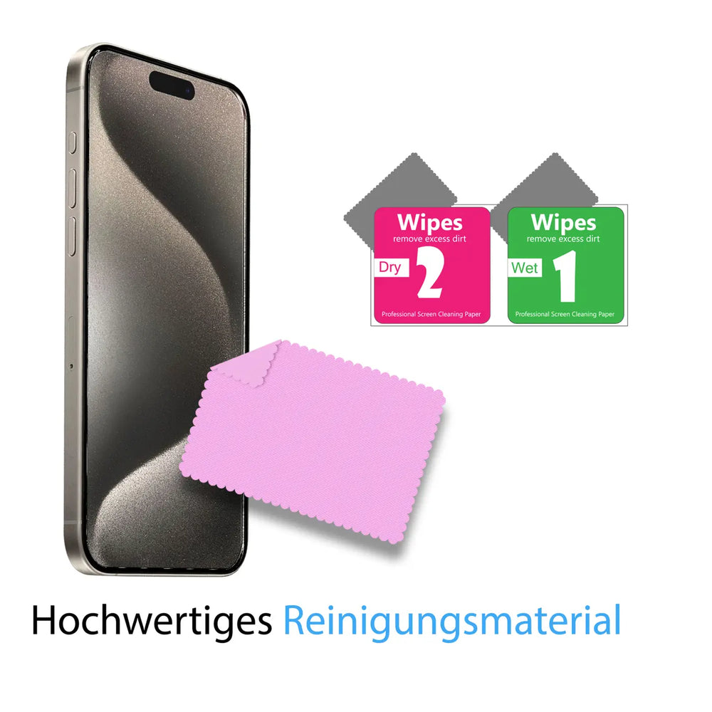 4in1 9H Displayschutz-Set für iPhone 16 Pro Max, 2x Displayglas und 2x Kameraglas