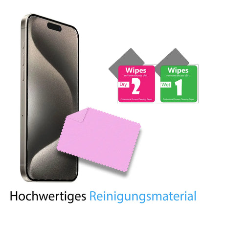 4in1 9H Displayschutz-Set für iPhone 16 Pro Max, 2x Displayglas und 2x Kameraglas