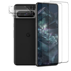 4in1 9H Displayschutz-Set für Google Pixel 9, 2x Displayglas und 2x Kameraglas