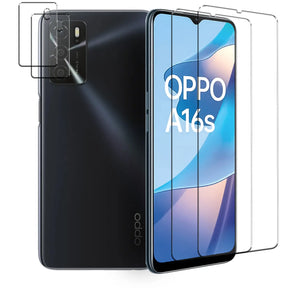 4in1 9H Displayschutz-Set für OPPO A16 / A16s, 2x Displayglas und 2x Kameraglas