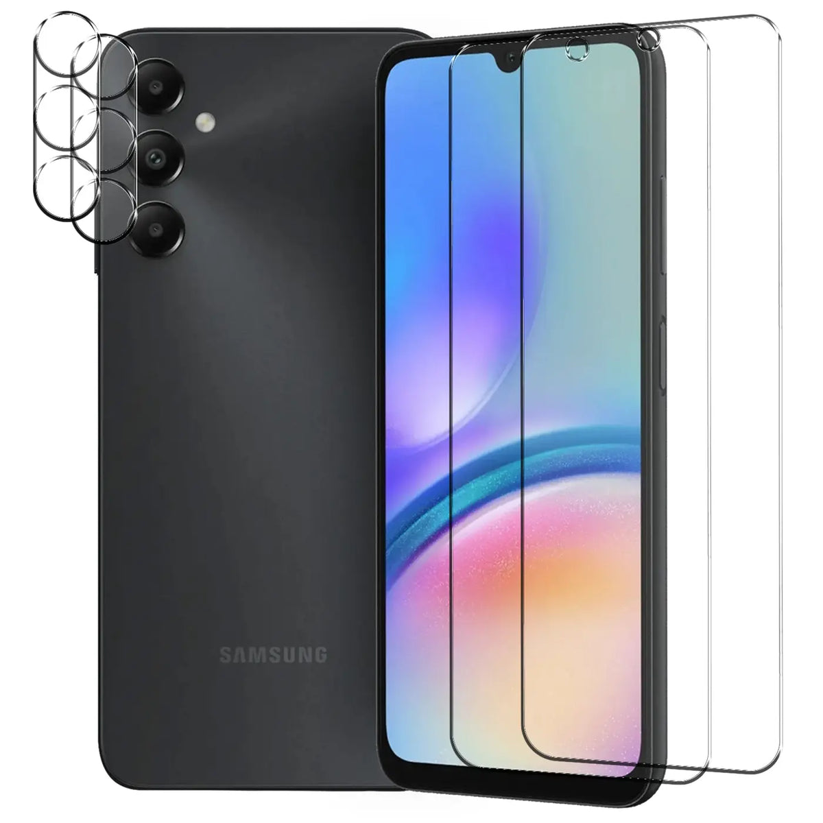 4in1 9H Displayschutz-Set für Samsung Galaxy A05s, 2x Displayglas und 2x Kameraglas