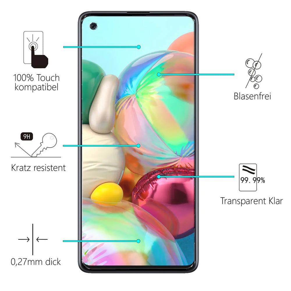 4in1 9H Displayschutz-Set für Samsung Galaxy A21s, 2x Displayglas und 2x Kameraglas
