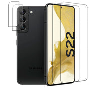 4in1 9H Displayschutz-Set für Samsung Galaxy S22, 2x Displayglas und 2x Kameraglas