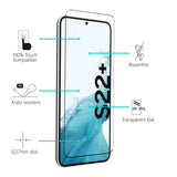 4in1 9H Displayschutz-Set für Samsung Galaxy S22 Plus, 2x Displayglas und 2x Kameraglas