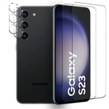 4in1 9H Displayschutz-Set für Samsung Galaxy S23, 2x Displayglas und 2x Kameraglas