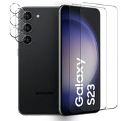 4in1 9H Displayschutz-Set für Samsung Galaxy S23, 2x Displayglas und 2x Kameraglas