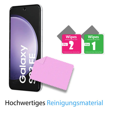 4in1 9H Displayschutz-Set für Samsung Galaxy S23 FE, 2x Displayglas und 2x Kameraglas