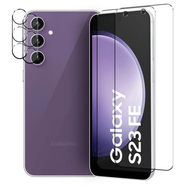4in1 9H Displayschutz-Set für Samsung Galaxy S23 FE, 2x Displayglas und 2x Kameraglas