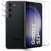 4in1 9H Displayschutz-Set für Samsung Galaxy S23 Plus, 2x Displayglas und 2x Kameraglas
