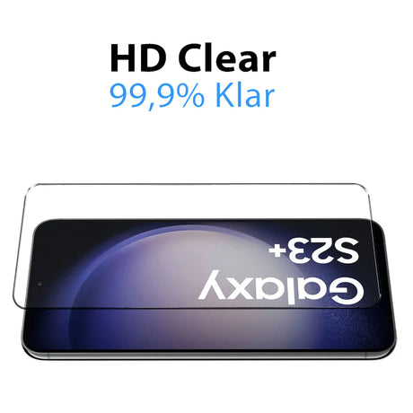 4in1 9H Displayschutz-Set für Samsung Galaxy S23 Plus, 2x Displayglas und 2x Kameraglas